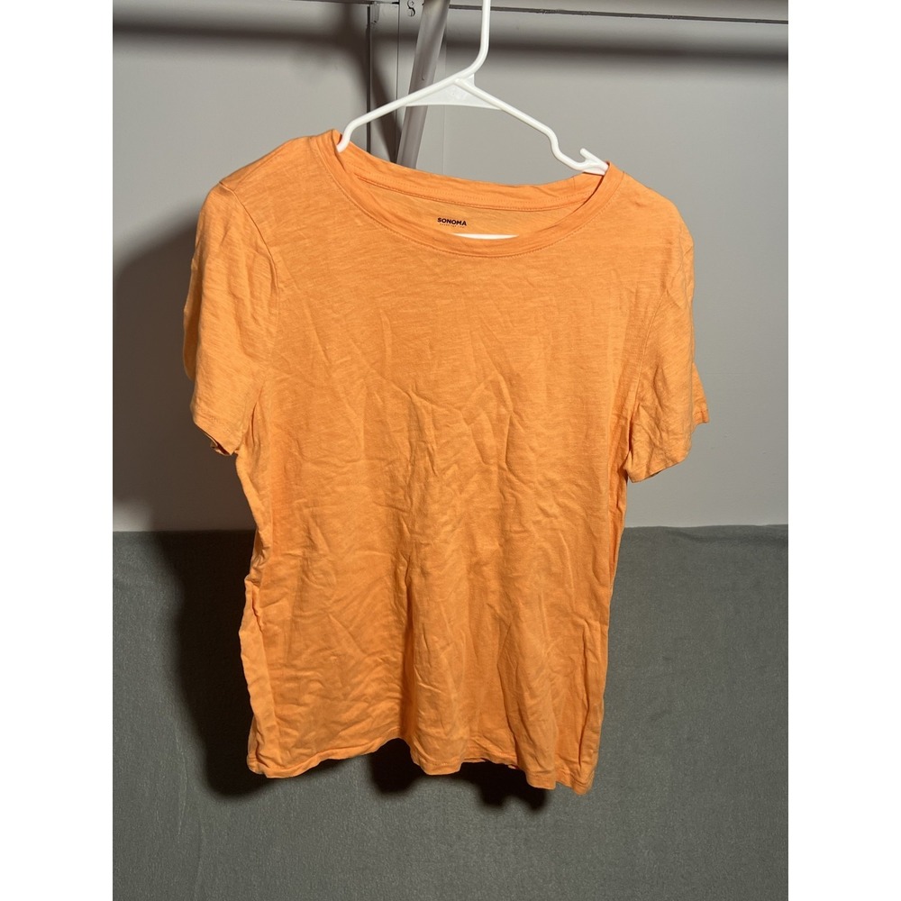Sonoma Goods For Life Women's S The Everyday Tee Orange 100% Cotton Short Sleeve